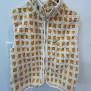 Women's Checkered Fleece Vest - yellow and white